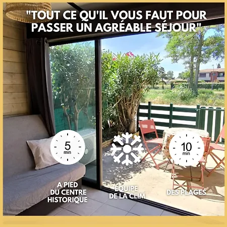 Magnifique Studio Le Flamant Dore Avec Loggia, Terrasse & Climatisation, Proche Mer Aigues-Mortes Exterior foto